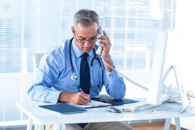 telehealth, doctor on the phone, healthcare consulting, prior authorizations, EHR