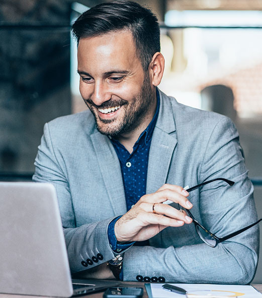 Young businessman working at office