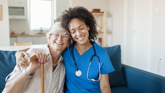 happy nurse with a happy patient